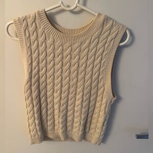 Abercrombie & Fitch Cream Cable Knit Sweater Vest